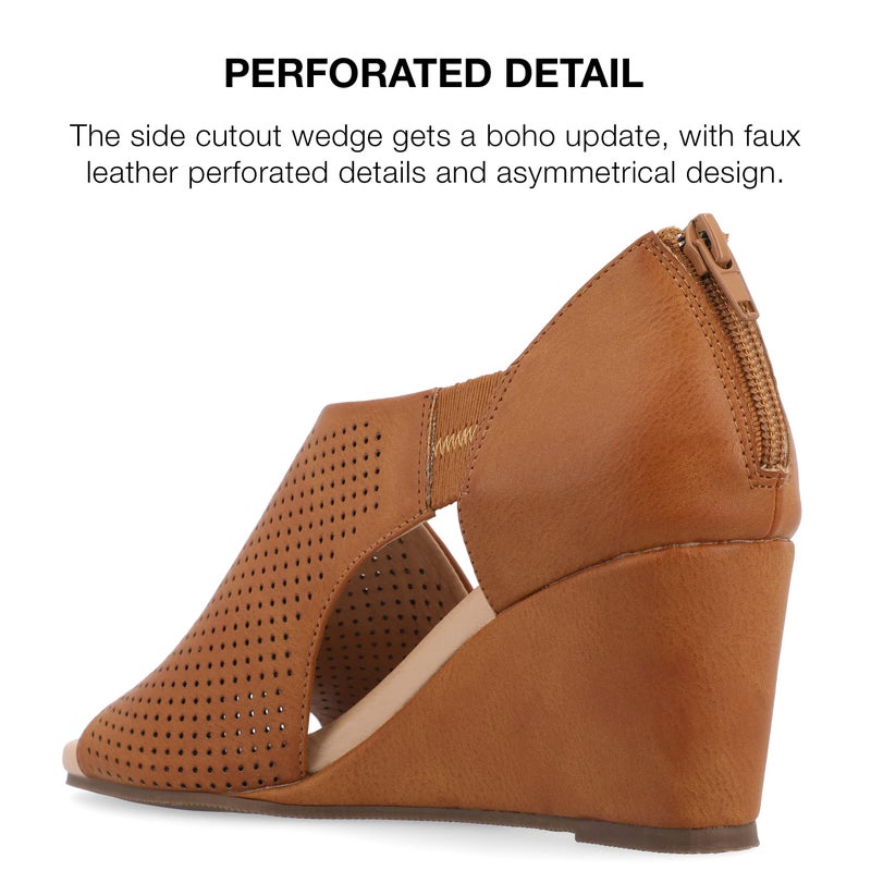 Journee Collection Women's Tru Comfort Foamâ„¢ Aretha Wedge Sandals Cognac 10 Medium - Image 3